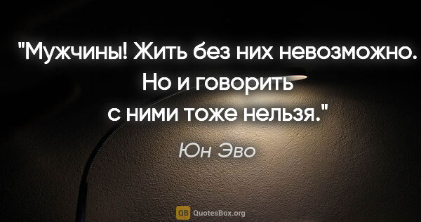 Юн Эво цитата: "Мужчины! Жить без них невозможно. Но и говорить с ними тоже..."