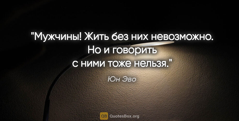 Юн Эво цитата: "Мужчины! Жить без них невозможно. Но и говорить с ними тоже..."