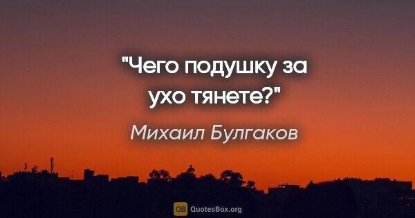 Михаил Булгаков цитата: "Чего подушку за ухо тянете?"