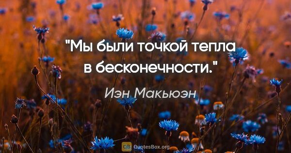 Иэн Макьюэн цитата: "Мы были точкой тепла в бесконечности."