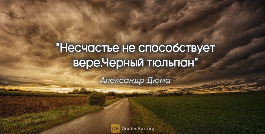 Александр Дюма цитата: "Несчастье не способствует вере."Черный тюльпан""