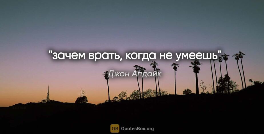 Джон Апдайк цитата: "зачем врать, когда не умеешь"