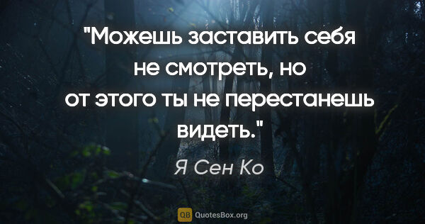 Я Сен Ко цитата: "Можешь заставить себя не смотреть, но от этого ты не..."