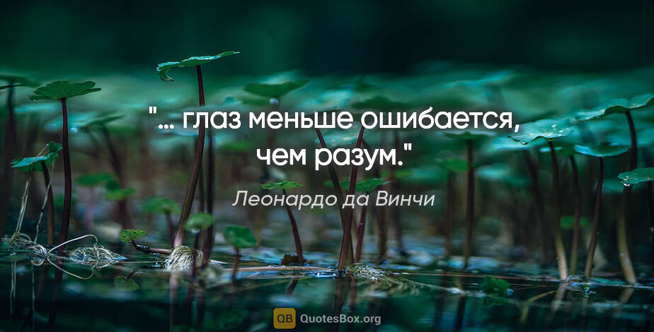 Леонардо да Винчи цитата: "«… глаз меньше ошибается, чем разум»."