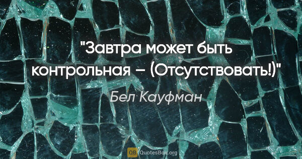 Бел Кауфман цитата: "Завтра может быть контрольная – (Отсутствовать!)"