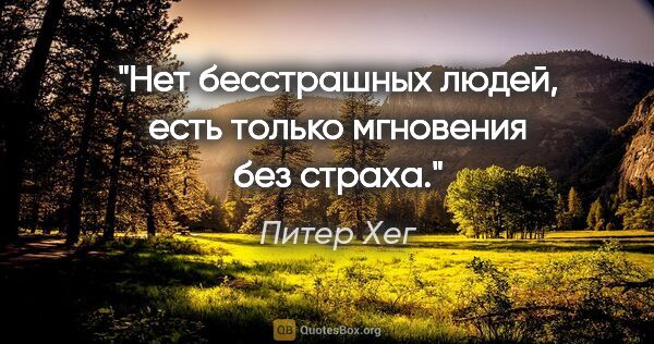 Питер Хег цитата: "Нет бесстрашных людей, есть только мгновения без страха."