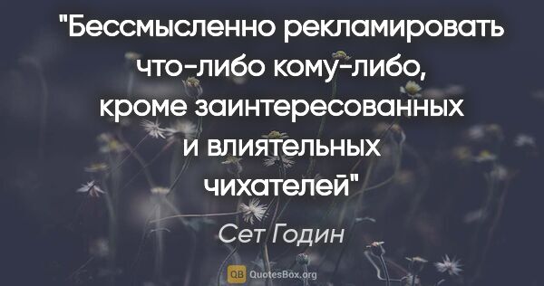 Сет Годин цитата: "Бессмысленно рекламировать что-либо кому-либо, кроме..."