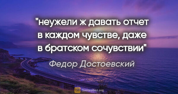 Федор Достоевский цитата: "неужели ж давать отчет в каждом чувстве, даже в братском..."
