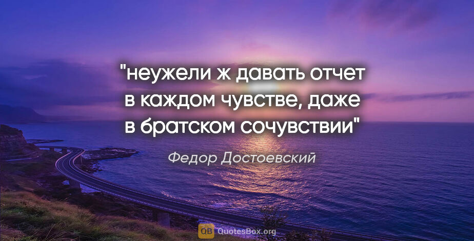 Федор Достоевский цитата: "неужели ж давать отчет в каждом чувстве, даже в братском..."