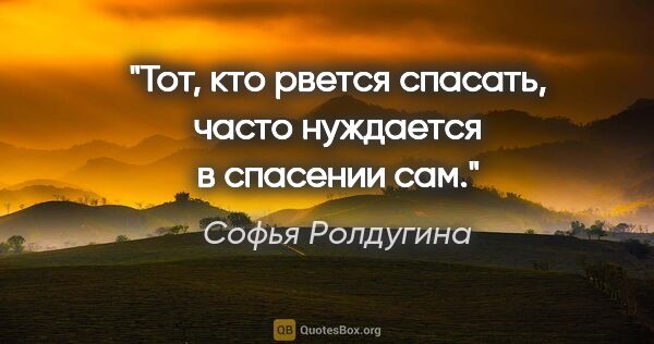 Софья Ролдугина цитата: "Тот, кто рвется спасать, часто нуждается в спасении сам."