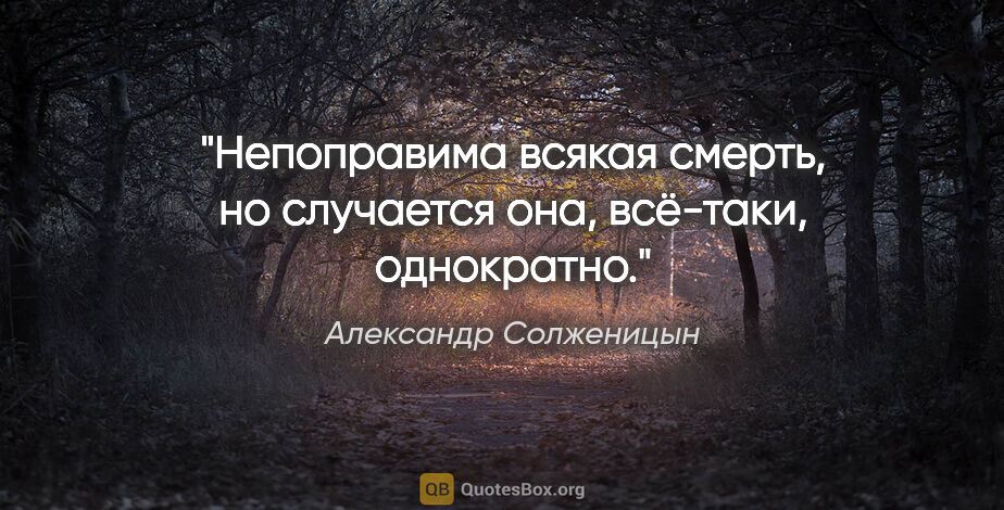 Александр Солженицын цитата: "Непоправима всякая смерть, но случается она, всё-таки,..."