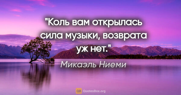 Микаэль Ниеми цитата: "Коль вам открылась сила музыки, возврата уж нет."