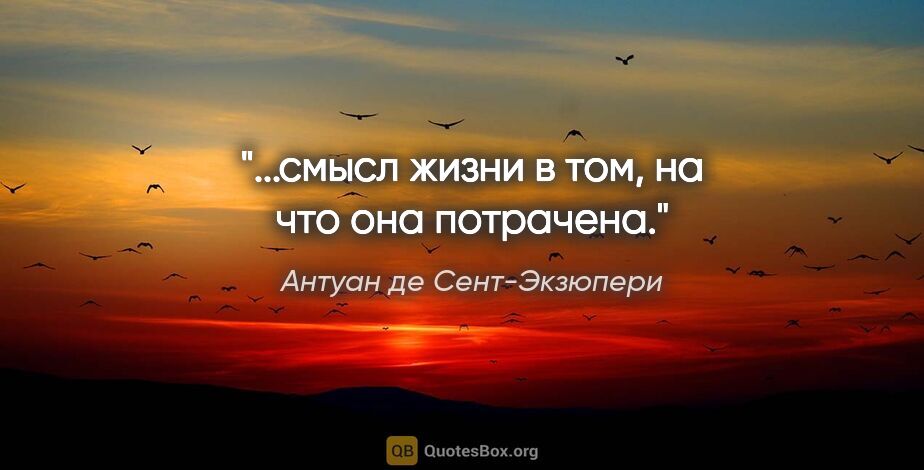 Антуан де Сент-Экзюпери цитата: "...смысл жизни в том, на что она потрачена."