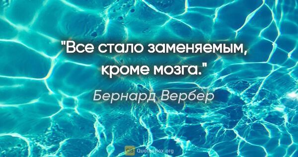 Бернард Вербер цитата: "Все стало заменяемым, кроме мозга."