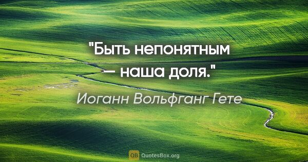 Иоганн Вольфганг Гете цитата: "Быть непонятным — наша доля."