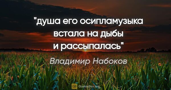 Владимир Набоков цитата: "душа его осипламузыка встала на дыбы и рассыпалась"