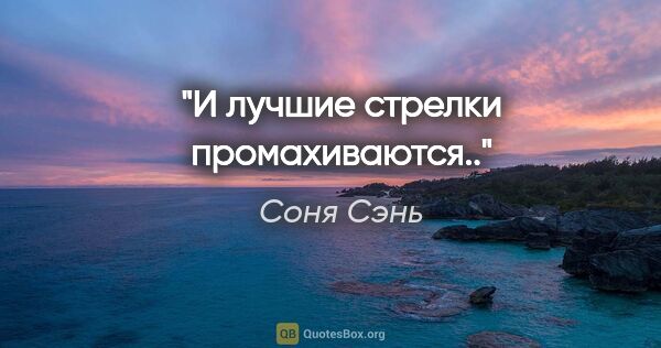 Соня Сэнь цитата: "И лучшие стрелки промахиваются.."