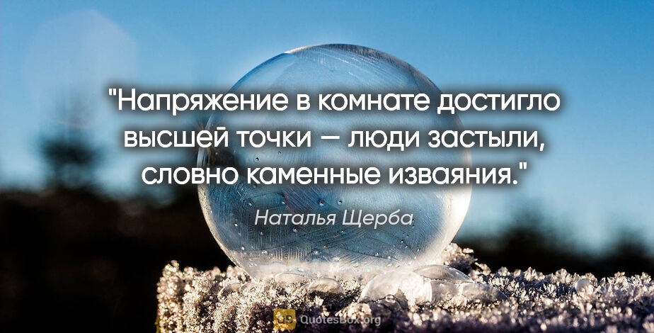 Наталья Щерба цитата: "Напряжение в комнате достигло высшей точки — люди застыли,..."