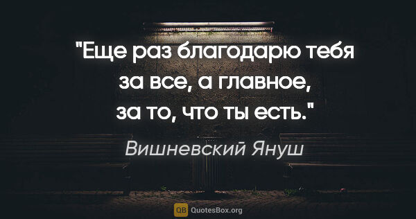 Вишневский Януш цитата: "Еще раз благодарю тебя за все, а главное, за то, что ты есть."