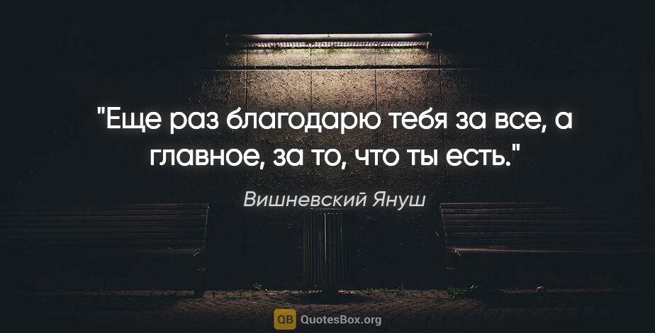 Вишневский Януш цитата: "Еще раз благодарю тебя за все, а главное, за то, что ты есть."