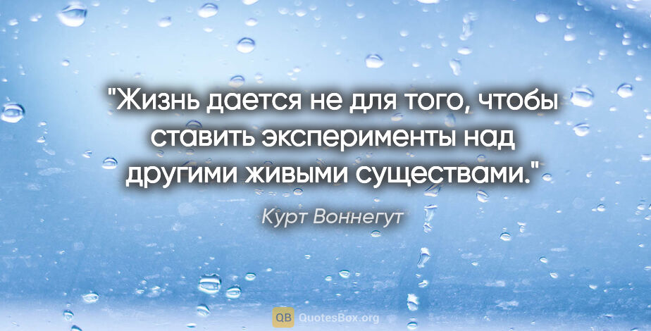 Курт Воннегут цитата: "Жизнь дается не для того, чтобы ставить эксперименты над..."