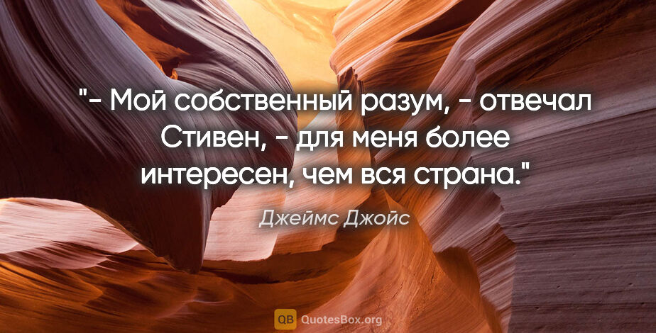 Джеймс Джойс цитата: "- Мой собственный разум, - отвечал Стивен, - для меня более..."