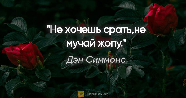 Дэн Симмонс цитата: "Не хочешь срать,не мучай жопу."