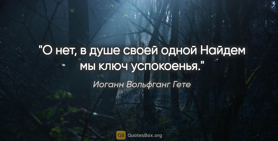 Иоганн Вольфганг Гете цитата: "О нет, в душе своей одной

Найдем мы ключ успокоенья."