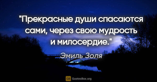 Эмиль Золя цитата: "Прекрасные души спасаются сами, через свою мудрость и милосердие."