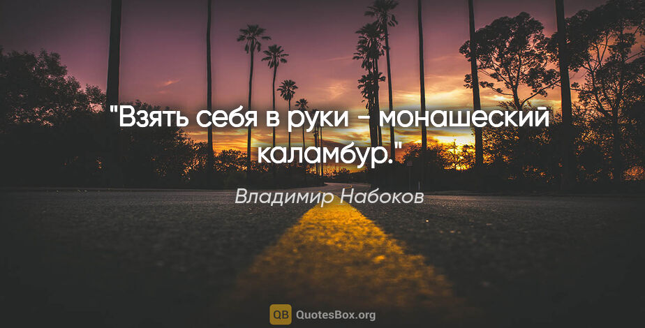 Владимир Набоков цитата: "Взять себя в руки - монашеский каламбур."