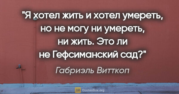 Габриэль Витткоп цитата: "Я хотел жить и хотел умереть, но не могу ни умереть, ни жить...."