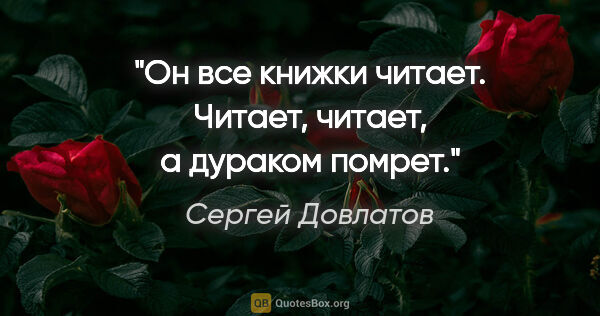 Сергей Довлатов цитата: "Он все книжки читает. Читает, читает, а дураком помрет."