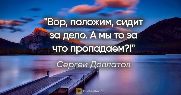 Сергей Довлатов цитата: "Вор, положим, сидит за дело. А мы то за что пропадаем?!"