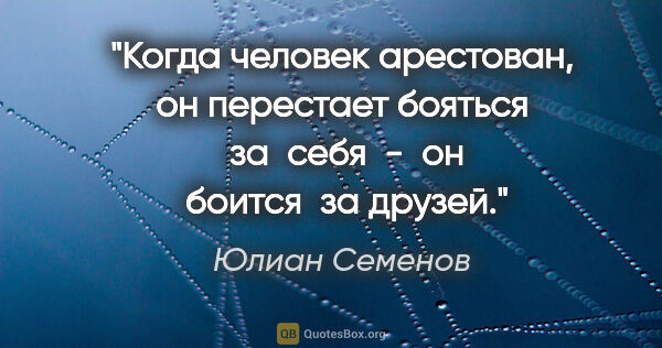 Юлиан Семенов цитата: "Когда человек арестован, он перестает бояться  за  себя  -  он..."