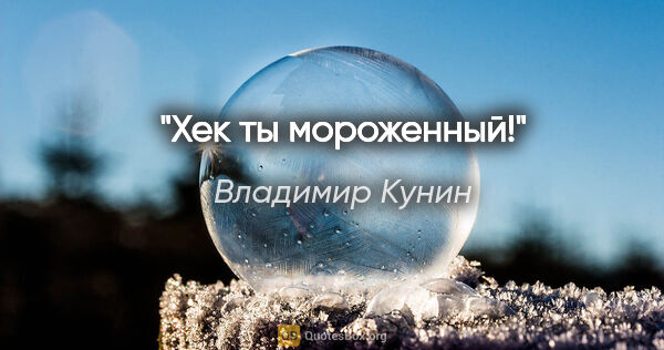 Владимир Кунин цитата: "Хек ты мороженный!"
