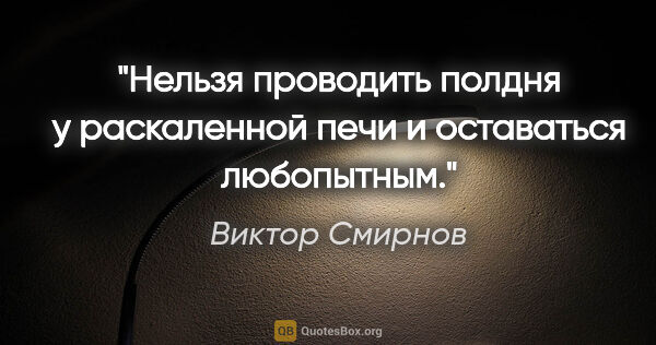 Виктор Смирнов цитата: "Нельзя проводить полдня у раскаленной печи и оставаться..."