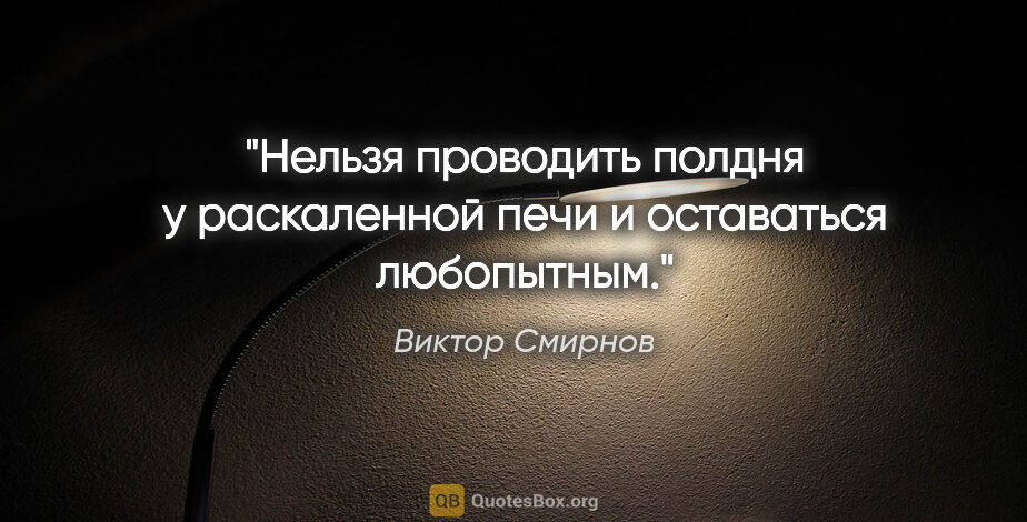 Виктор Смирнов цитата: "Нельзя проводить полдня у раскаленной печи и оставаться..."
