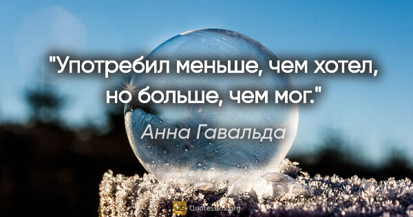 Анна Гавальда цитата: "Употребил меньше, чем хотел, но больше, чем мог."