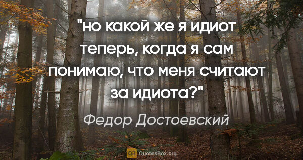 Федор Достоевский цитата: "но какой же я идиот теперь, когда я сам понимаю, что меня..."
