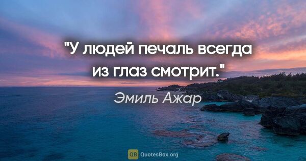 Эмиль Ажар цитата: "У людей печаль всегда из глаз смотрит."