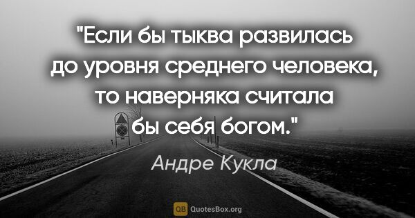 Андре Кукла цитата: "Если бы тыква развилась до уровня среднего человека, то..."