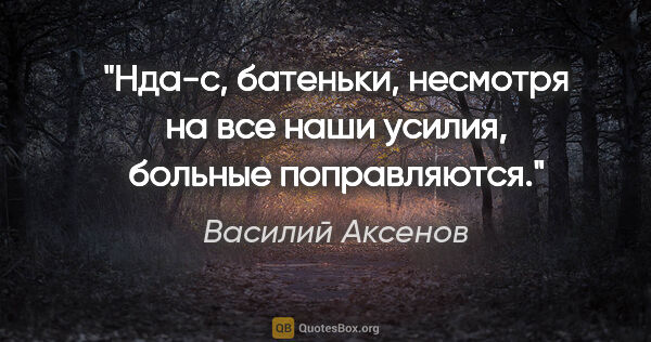 Василий Аксенов цитата: "Нда-с, батеньки, несмотря на все наши усилия, больные..."