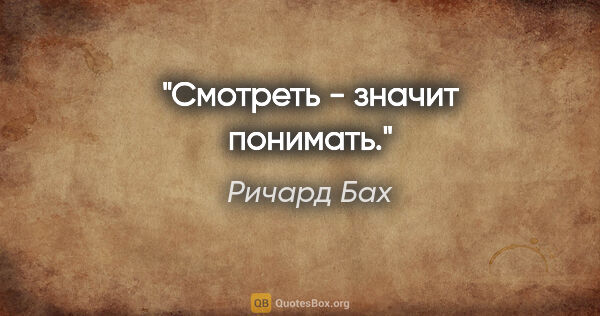 Ричард Бах цитата: "Смотреть - значит понимать."