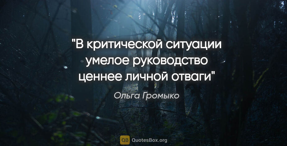 Ольга Громыко цитата: "В критической ситуации умелое руководство ценнее личной отваги"