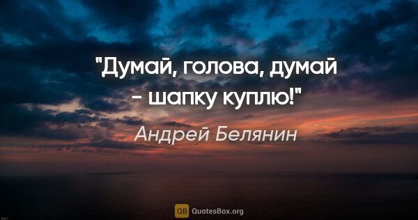 Андрей Белянин цитата: "Думай, голова, думай - шапку куплю!"