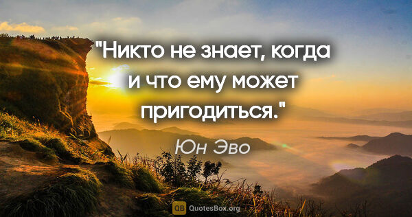 Юн Эво цитата: "Никто не знает, когда и что ему может пригодиться."