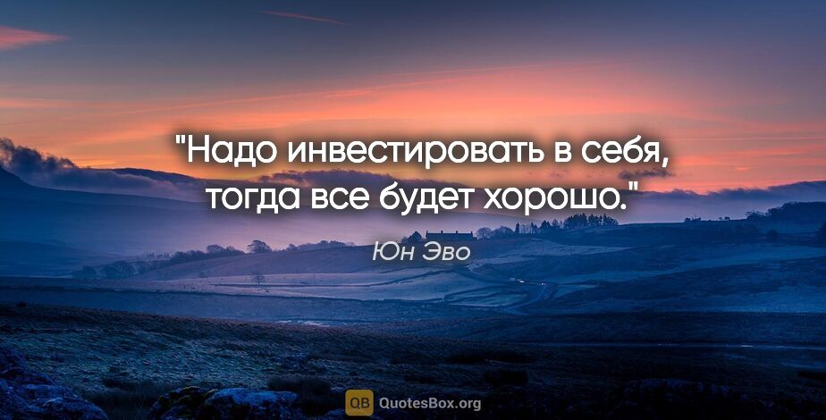 Юн Эво цитата: "Надо инвестировать в себя, тогда все будет хорошо."