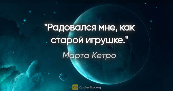 Марта Кетро цитата: "Радовался мне, как старой игрушке."