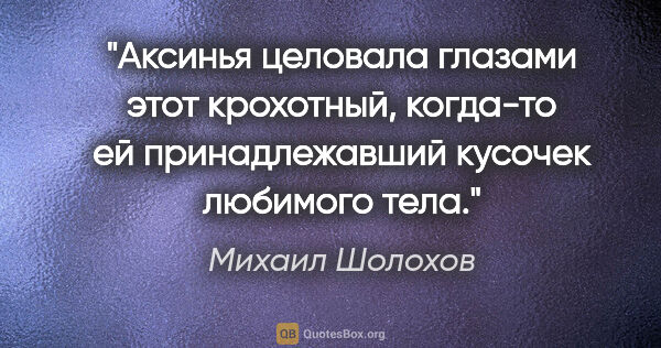 Михаил Шолохов цитата: "Аксинья целовала глазами этот крохотный, когда-то ей..."