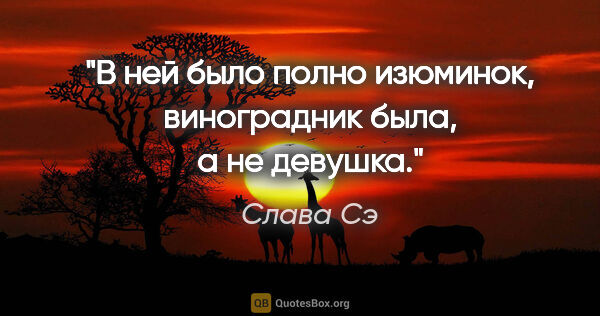 Слава Сэ цитата: "В ней было полно изюминок, виноградник была, а не девушка."